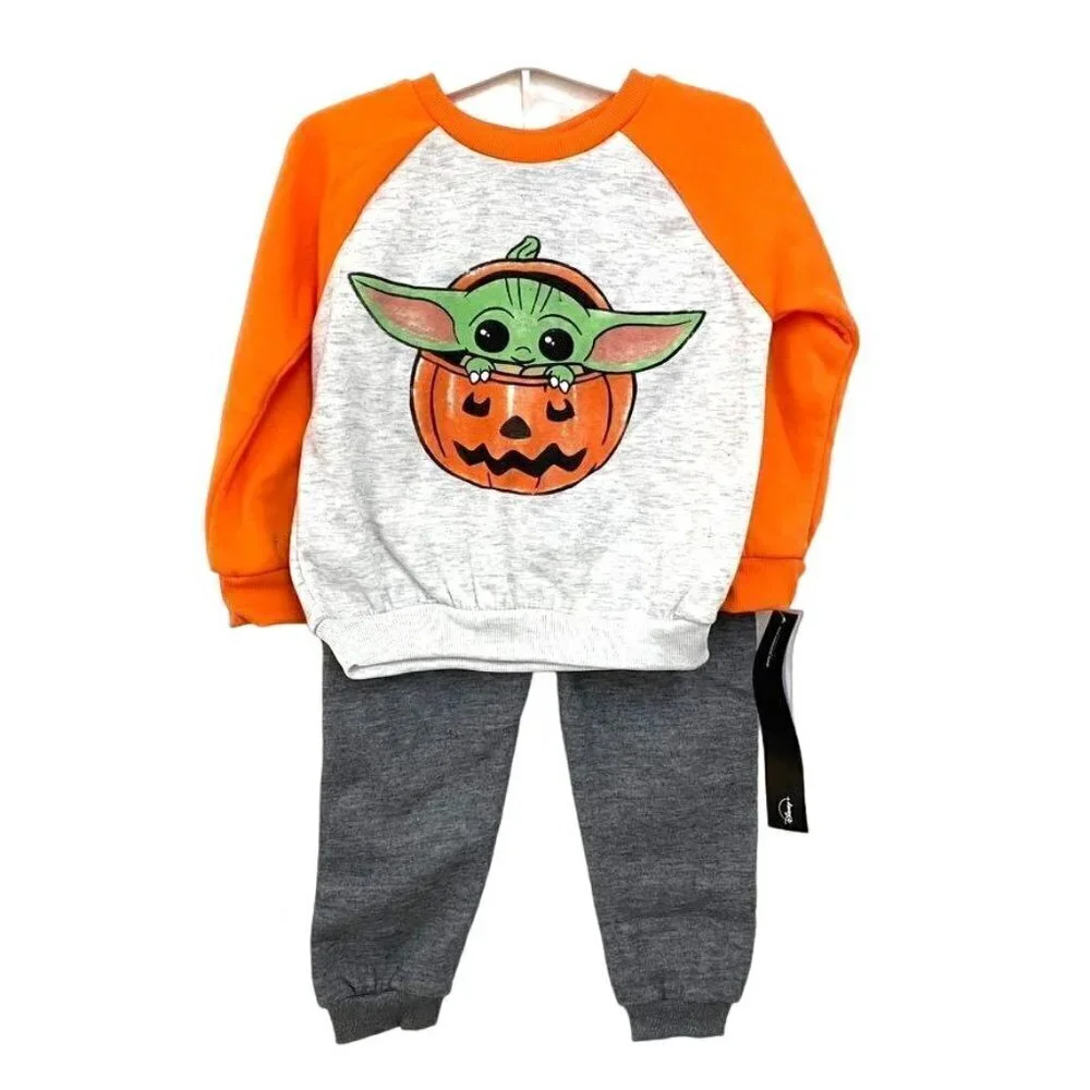 Toddler Boys' Lucasfilm Baby Yoda Top and Bottom Set - Orange 4T